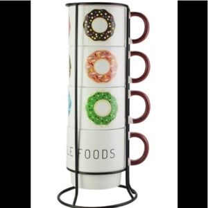 5-Piece mug set w/ donuts on each mug.